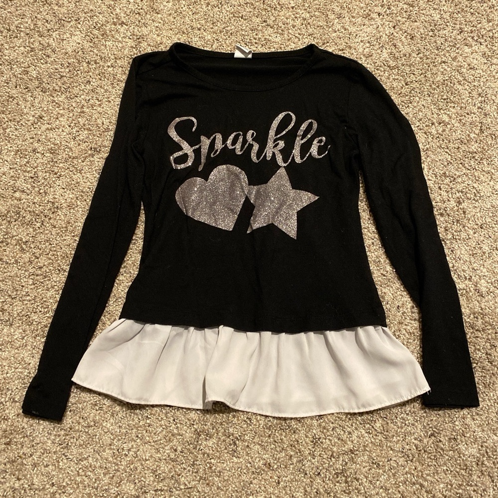 Wallflower Black and Silver Sparkle Long Sleeve Top